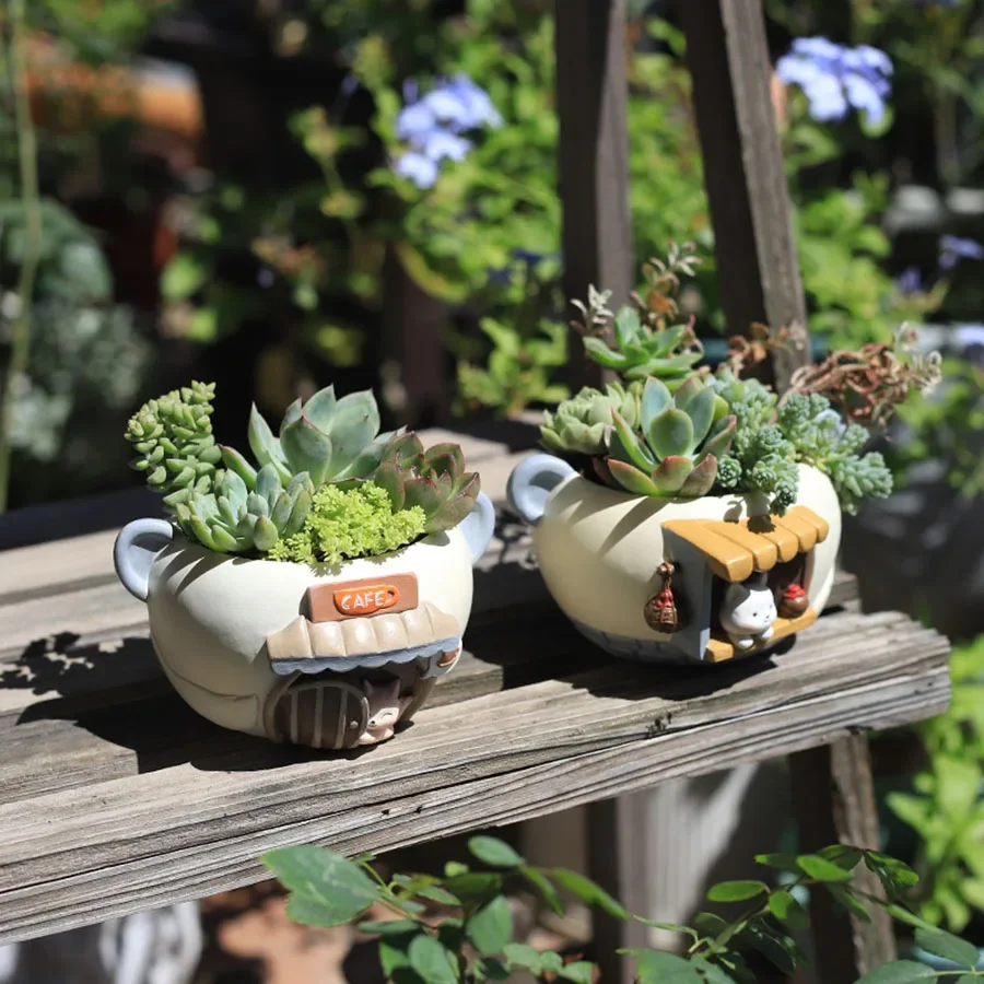 Cartoon Pet Succulent Flower Pot Office Balcony Decoration Resin Flower Pot Micro Landscape Garden Plant Pot