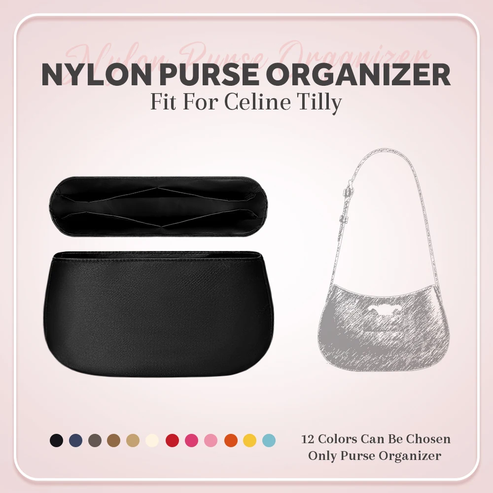 Nylon Purse Organizer Insert, Inside Purse Organizer Bag Fit for Celine Tilly Handbag Inner Liners Storage Bag In Bag Makeup Bag