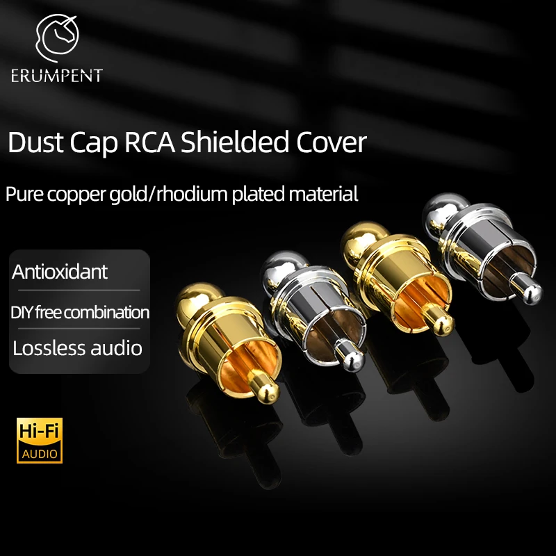 

Hi-End ERUMPENT 4PCS Gold / Rhodium Plated RCA Protector Caps Noise-free Pure Copper Dust Cap RCA Plug Shielding Cover