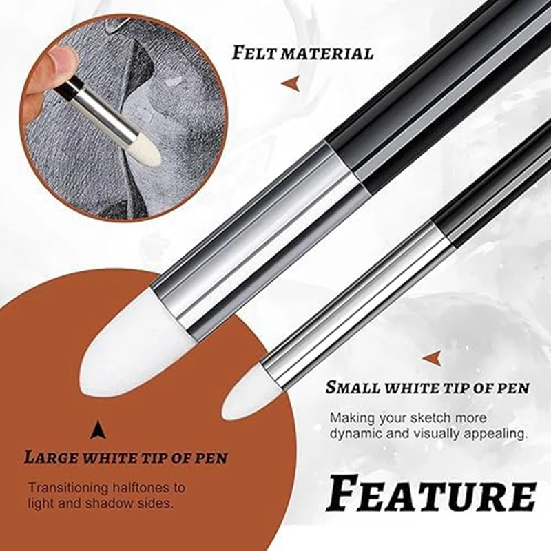 6Pack Sketch Pen Dual Ended Washable Friction Sponge Brushes Sketch Wipe Reusable Blending For Student Artists