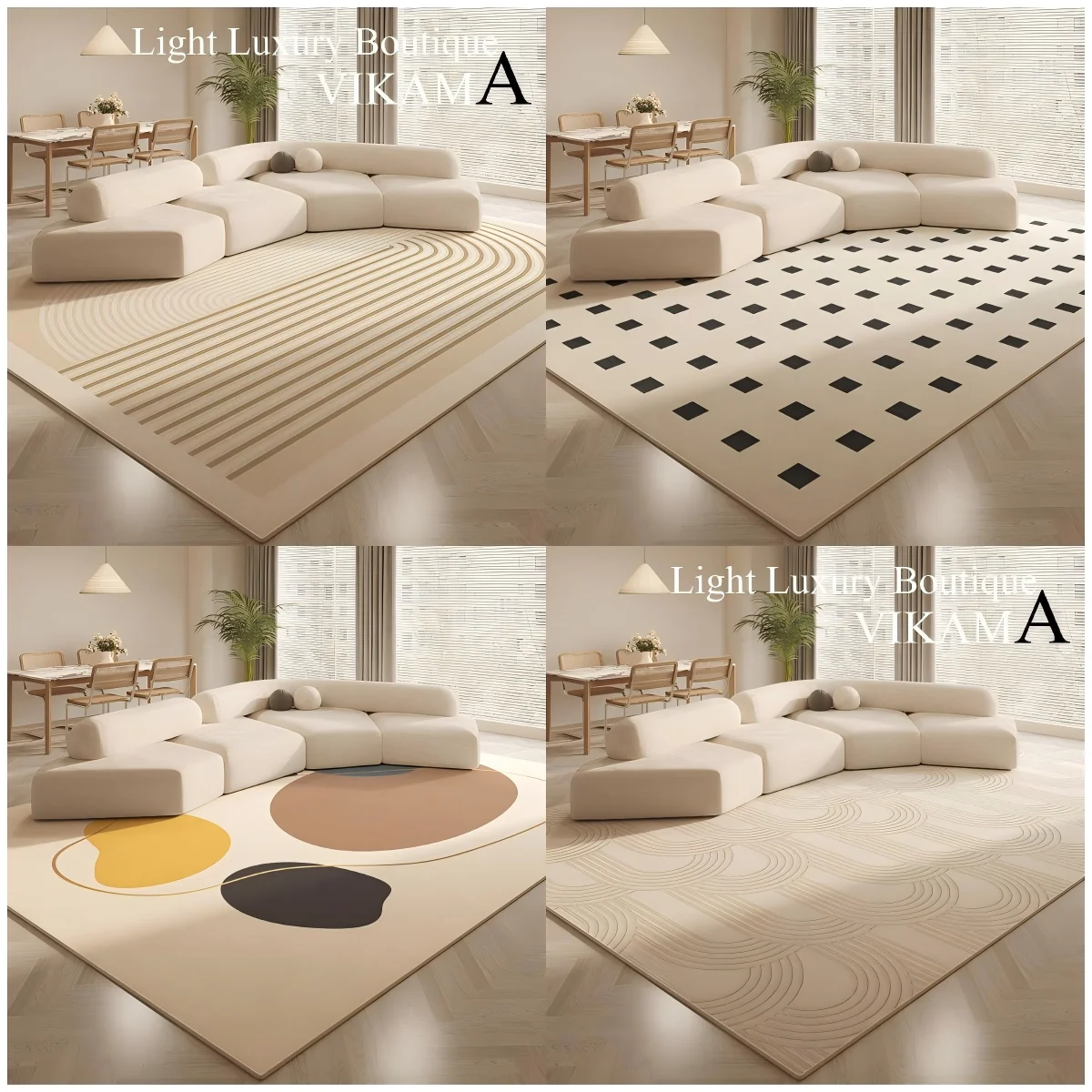 

VIKAMA Simple Round Loop Pile Carpet Waterproof Living Room Sofa Coffee Table Kitchen Bedroom Bedside Cloakroom Home Decoration