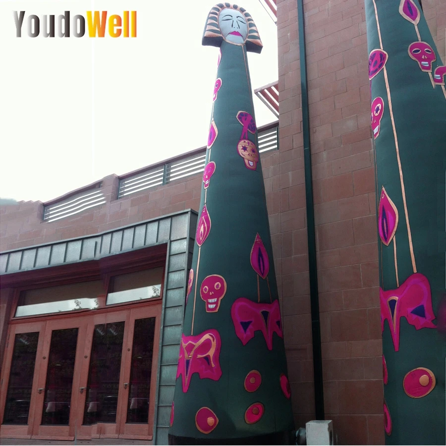 Large Inflatable Painted Straight Cone With Customized Patterns Suitable For Party And Population Event Decorations