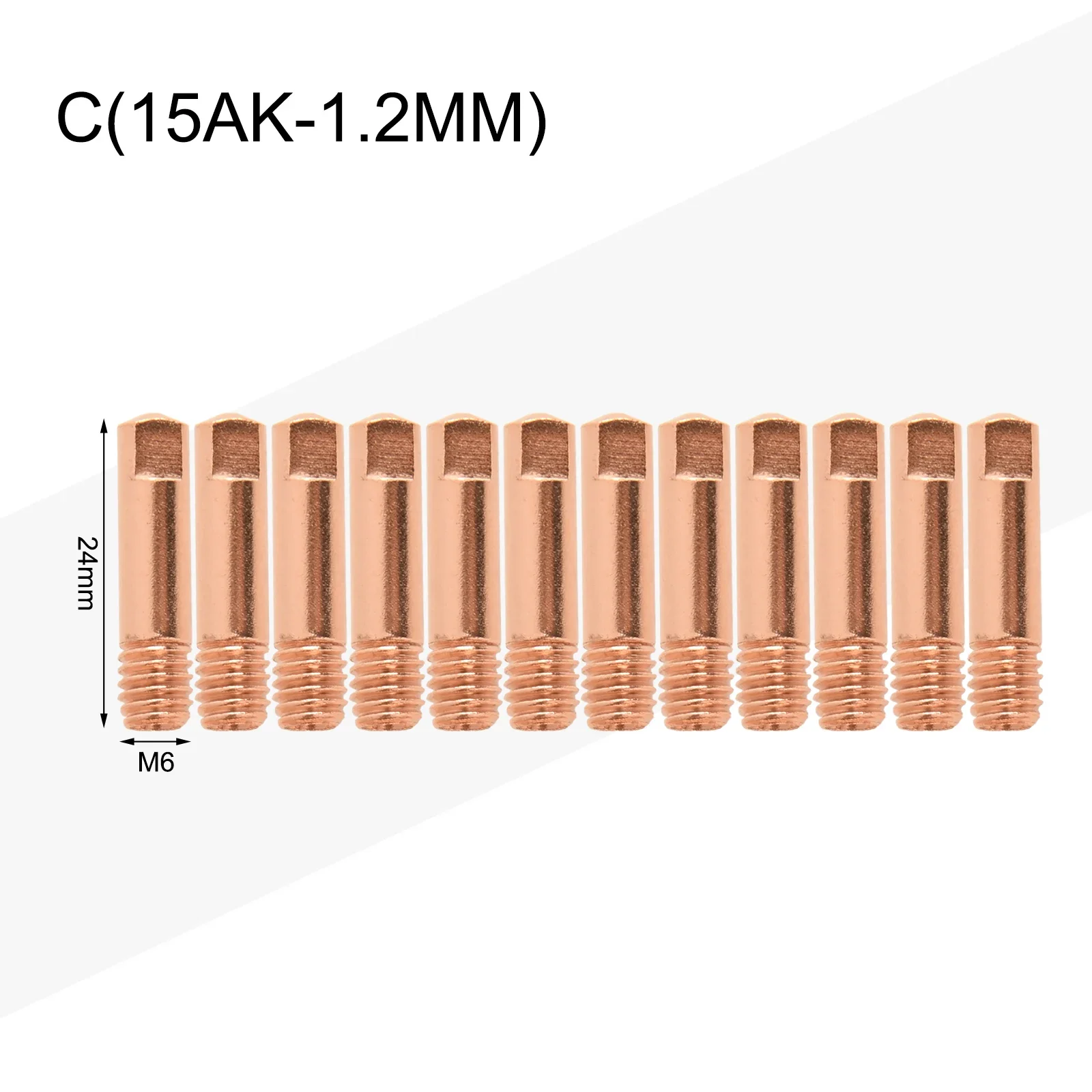 10PCS 15AK Nozzles M6x24mm Welding Torch Contact Tip Gas Nozzle 0.8mm 1.0mm 1.2mm MIG Welding Torches Accessories