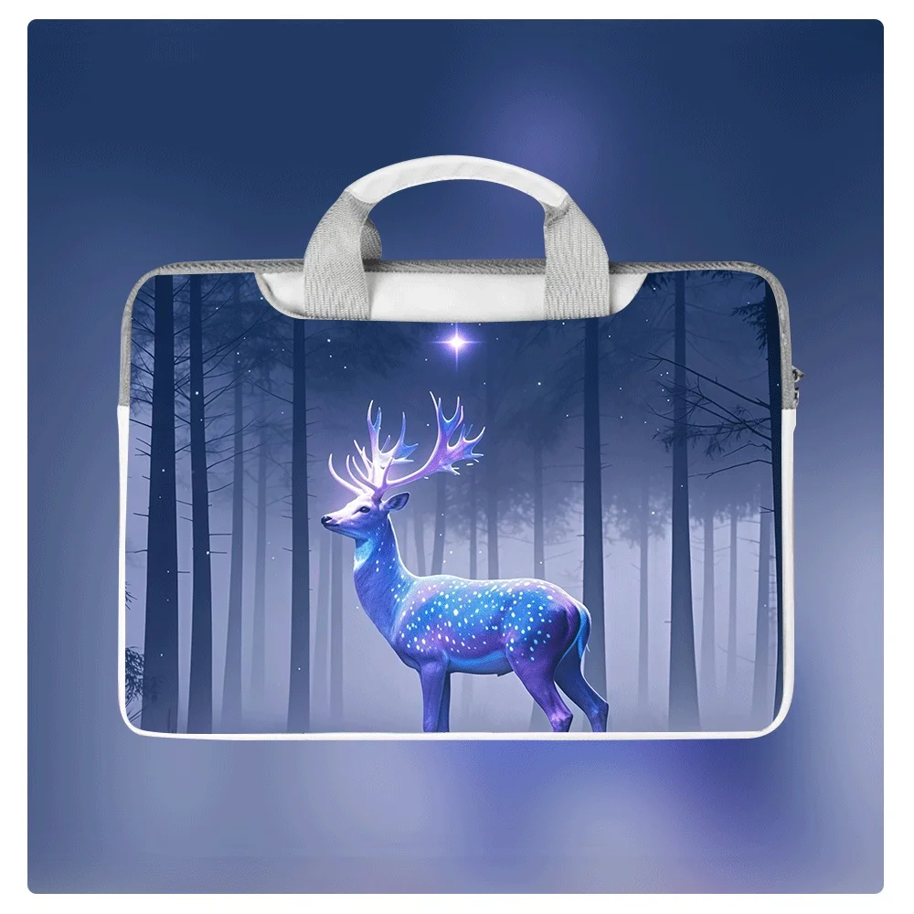 

Animal Deer Laptop Handbag 13 14.6 15 Inch Waterproof Large Capacity Zipper Briefcase for Apple Dell Huawei Tablet Case Gift