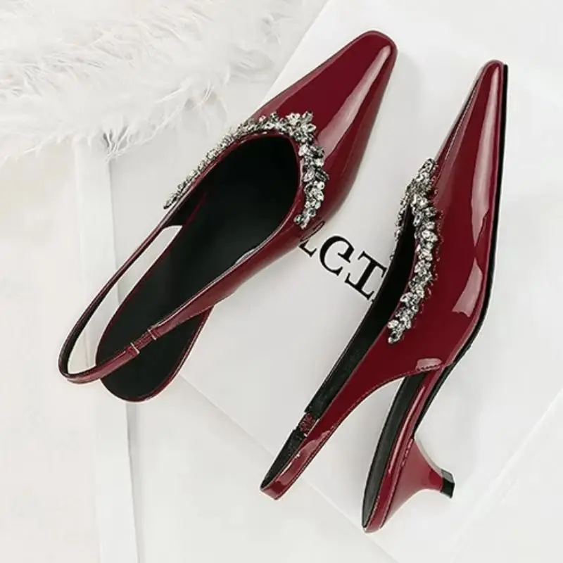 

BIGTREE Shoes 4 Cm Kitten Heels Women Pumps Patent Leather Low-heel Shoe Rhinestone Women Heels Summer Women Sandals 2026