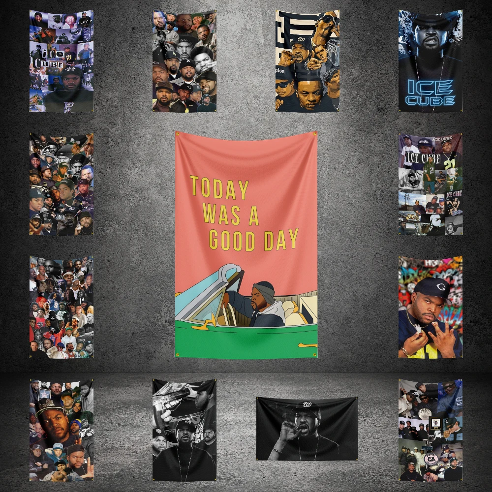 3x5 FT I-Ice Cube Music Band Flag Custom Flags Wall Hanging Tapestry Outdoor Garage Room Decor flag Background Blanket