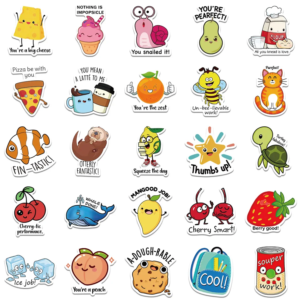 50PCS Reward Stickers Fun Incentive Kids Toy Sticker Cute Pattern Animals Cartoon Decals School Teacher Supplies Child\'s Gift