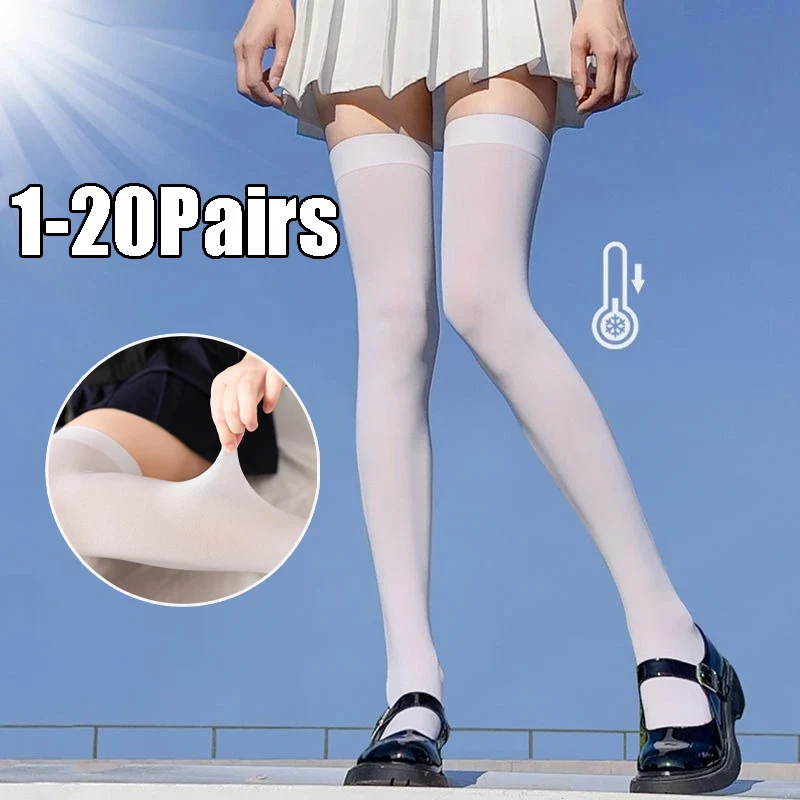 

Women's Pure Desire Sheer Tights Black White Contrast Mid-Calf Socks Breathable Thin Stockings for Warm Weather