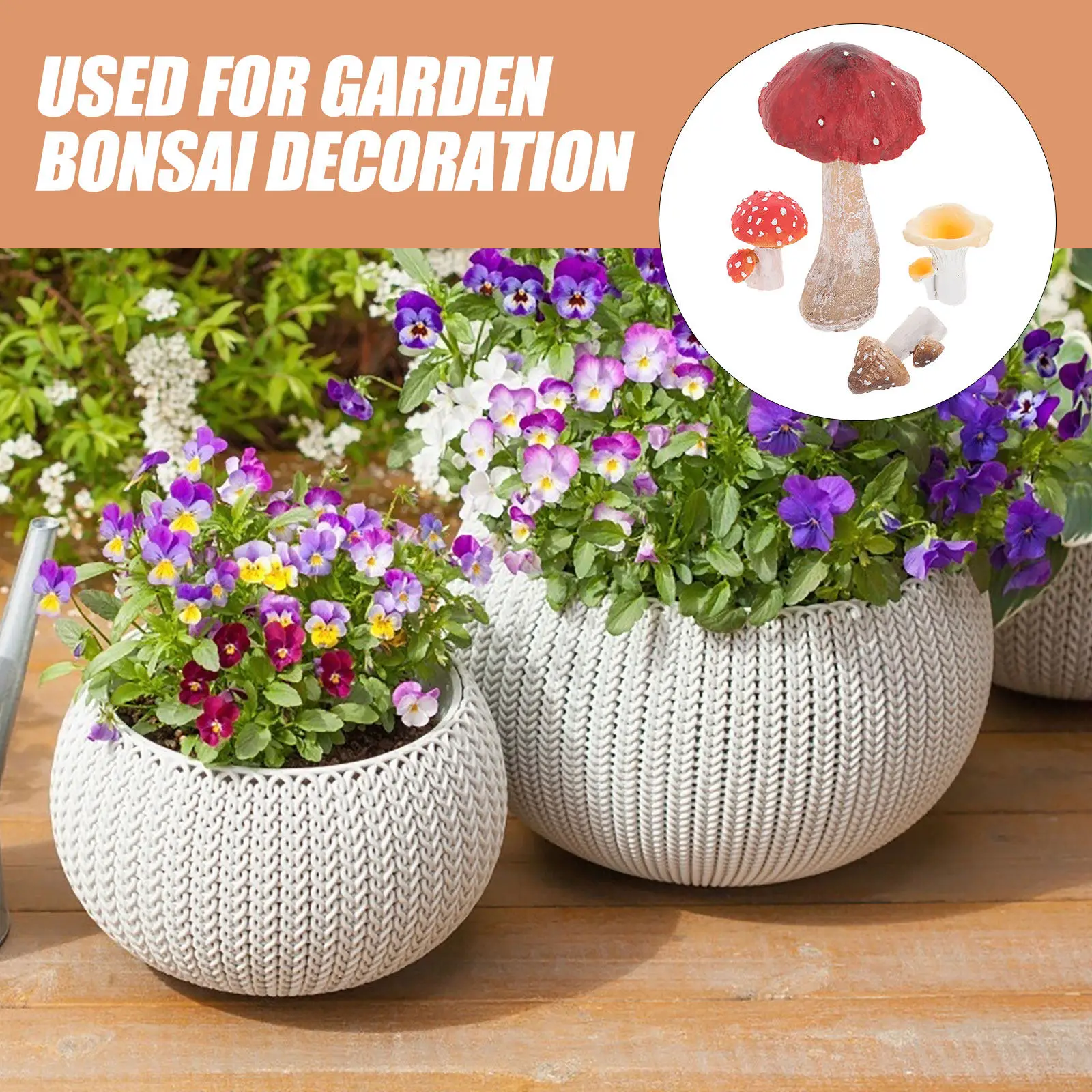 4Pcs Miniature Mushroom Resin Sculptures Micro Landscape Garden Decor Bonsai Decoration Small Indoor Outdoor Ornament