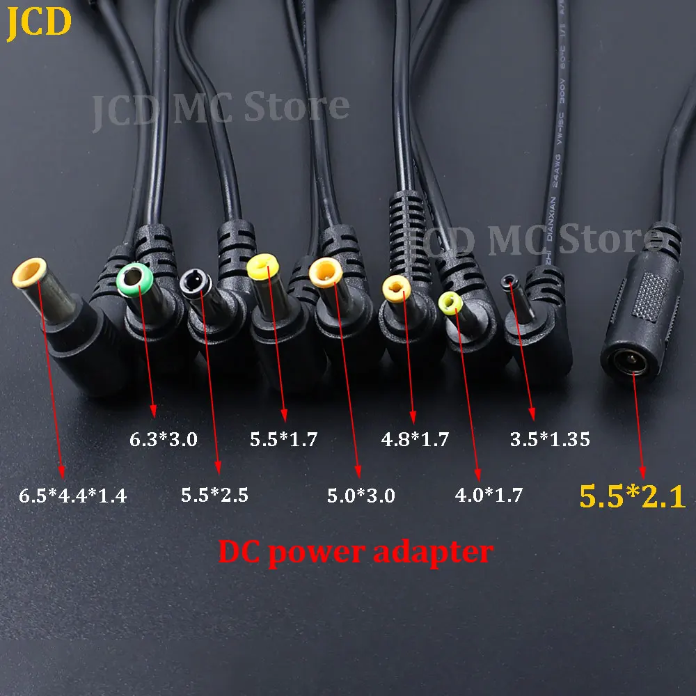 1PC 5.5*2.1mm Female to 3.5*1.35/4.0*1.7/4.8*1.7/5.0*3.0/5.5*1.7/5.5*2.5 /6.3*3.0/6.5*4.4 Male DC Power Connector Adapter