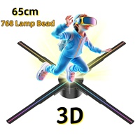 65cm HD 3D Hologram Fan Projector LED Sign Holographic Player support Video Shop Advertising Display Halloween Christmas Light