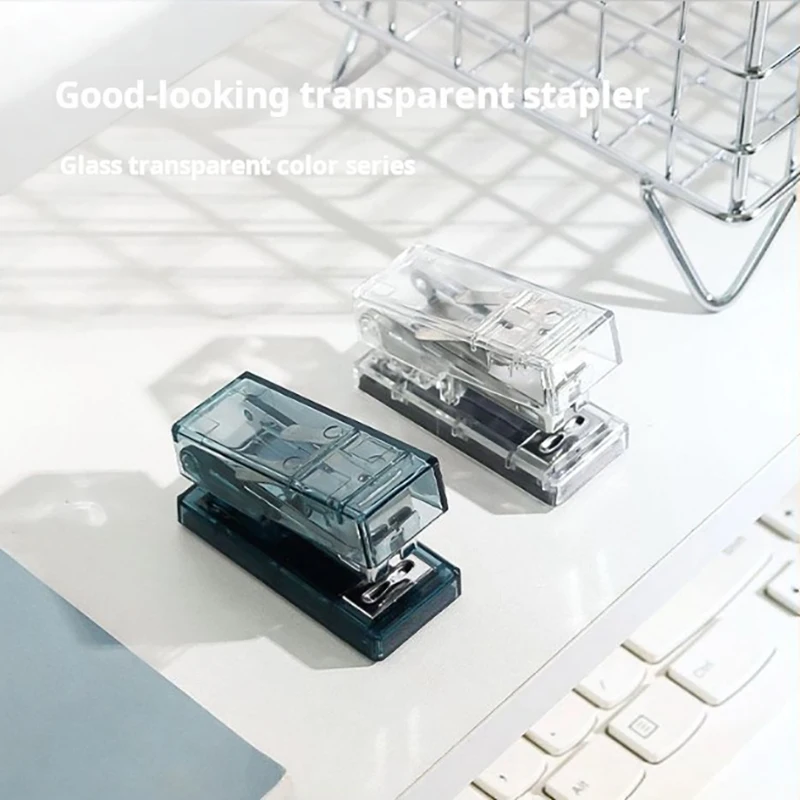 Stapler Mini Meja (tanpa Staples), Stapler Kecil untuk Bepergian Guru Desktop Kelas