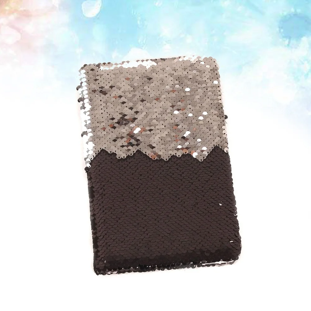 

A5 Sequin Notebook Thick Cover Protects Pages Shiny Design for Diary Journal Travel Notes Black Silver Sequin Notebook