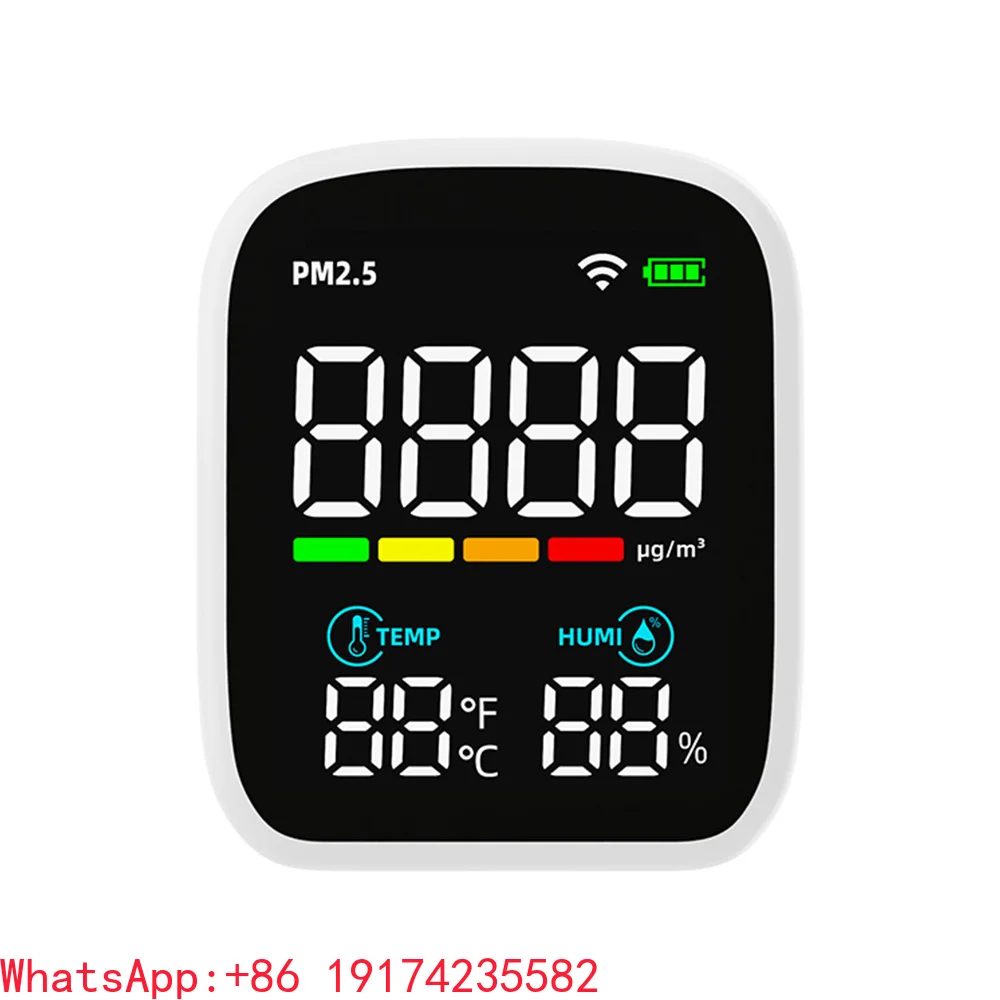 Portable LCD Air Quality Meter WiFi PM1.0 PM2.5 PM10 CO2 TVOC HCHO Temperature Humidity Tester Voice Alarm