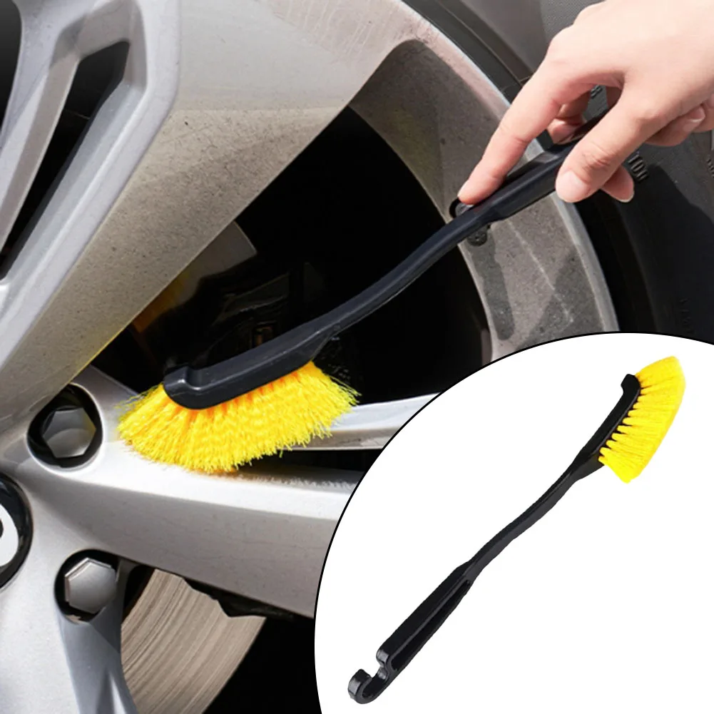 1pc Car Wheel Tire Rim Brush Curved Head Flexible Truck Wheel Hub Wash Detail Deep Cleaning Brushes Cleaner Hand Tools