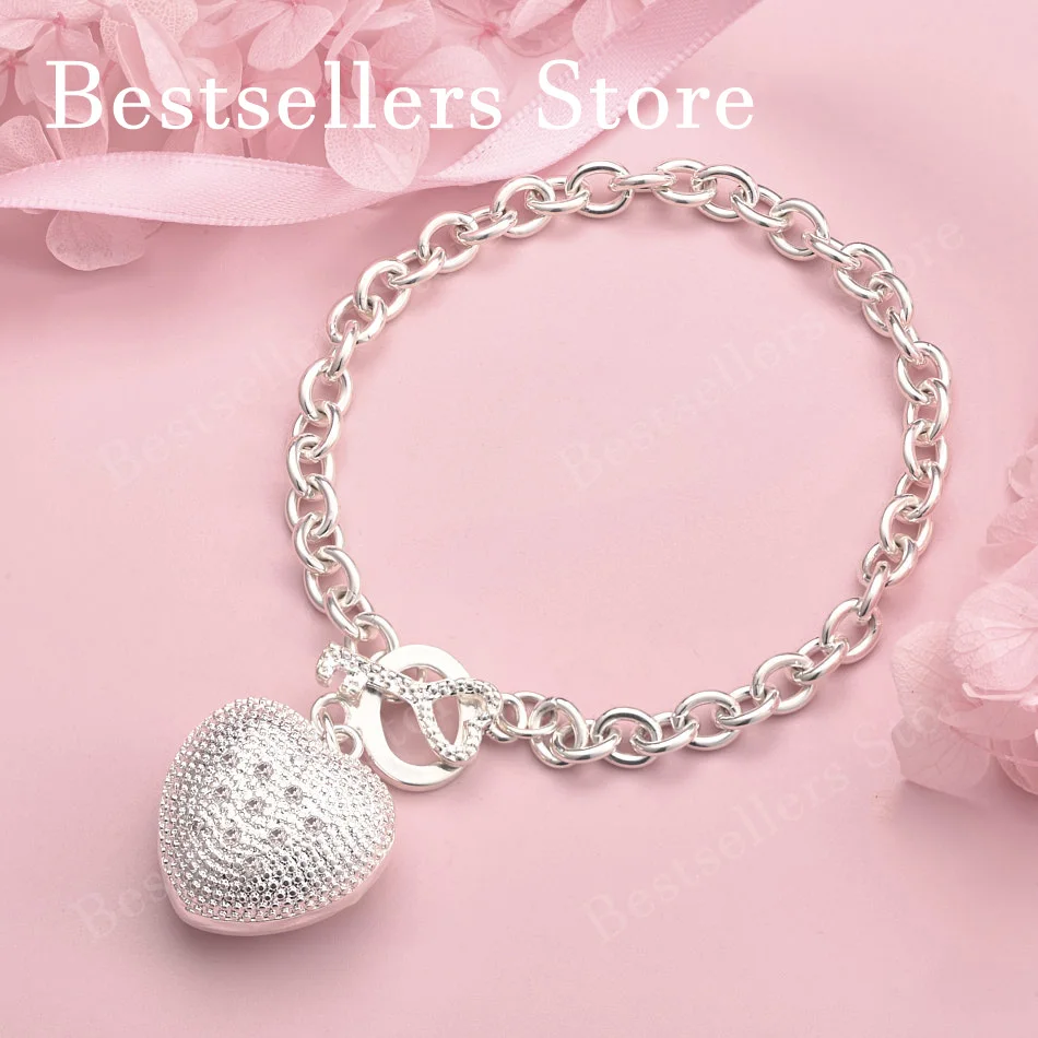 

925 sterling silver 8-inch exquisite heart-shaped hollow bracelet, fashionable women's party wedding accessories, jewelry gifts