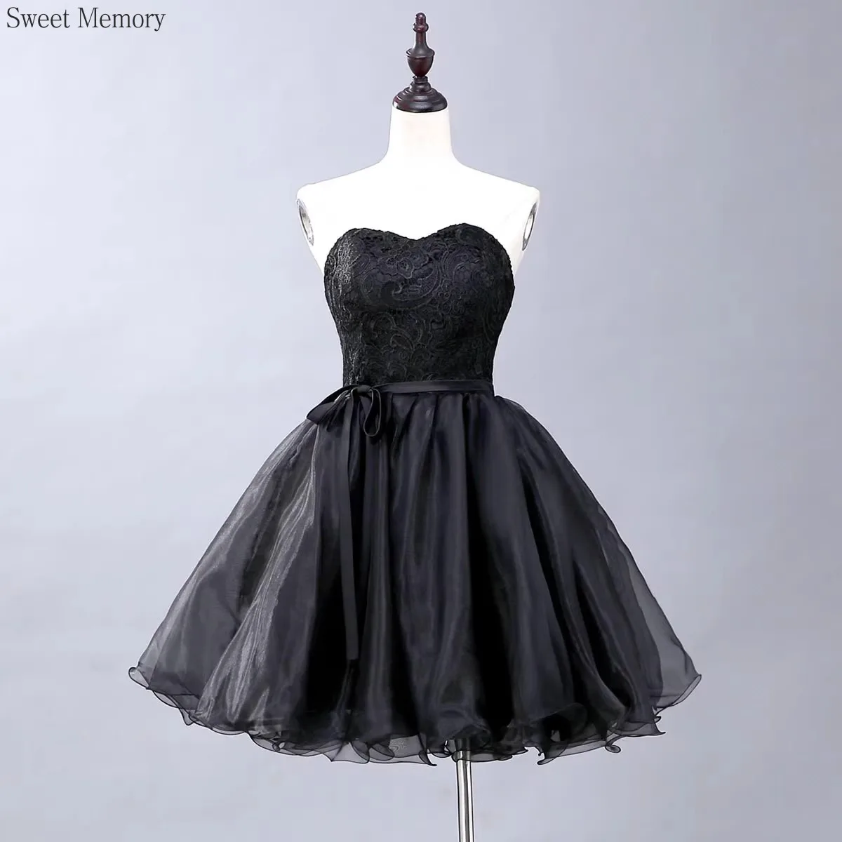 U42 Customized Light Champagne Black Party Dresses Sweet Memory Elegant Formal Gown Sexy Short Bridesmaid Dress Ball Gown