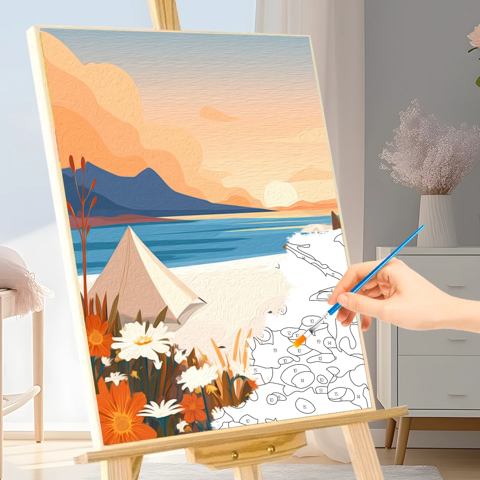 جاتيزتوري الطلاء بالأرقام على قماش الكبار التلوين مشهد تجريدي بسيط لتقوم بها بنفسك طقم الطلاء مؤطرة جدار الفن ديكور الغرفة الحديثة #2