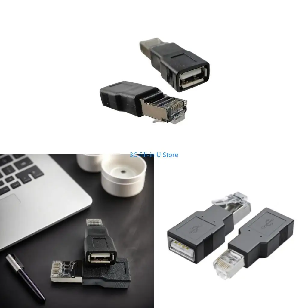 G8TA 2Pieces USB to RJ45 Connectors USB2.0 Female to Ethernet Male Adapter for Desktop Computers and Routers Plugs and Play