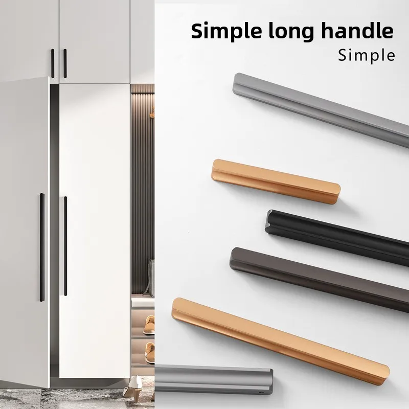 Kitchen Cabinet Handles and Pulls Black Silver Dressers Closet Furniture Door Handles Aluminum Drawer and Knobs Hardwares