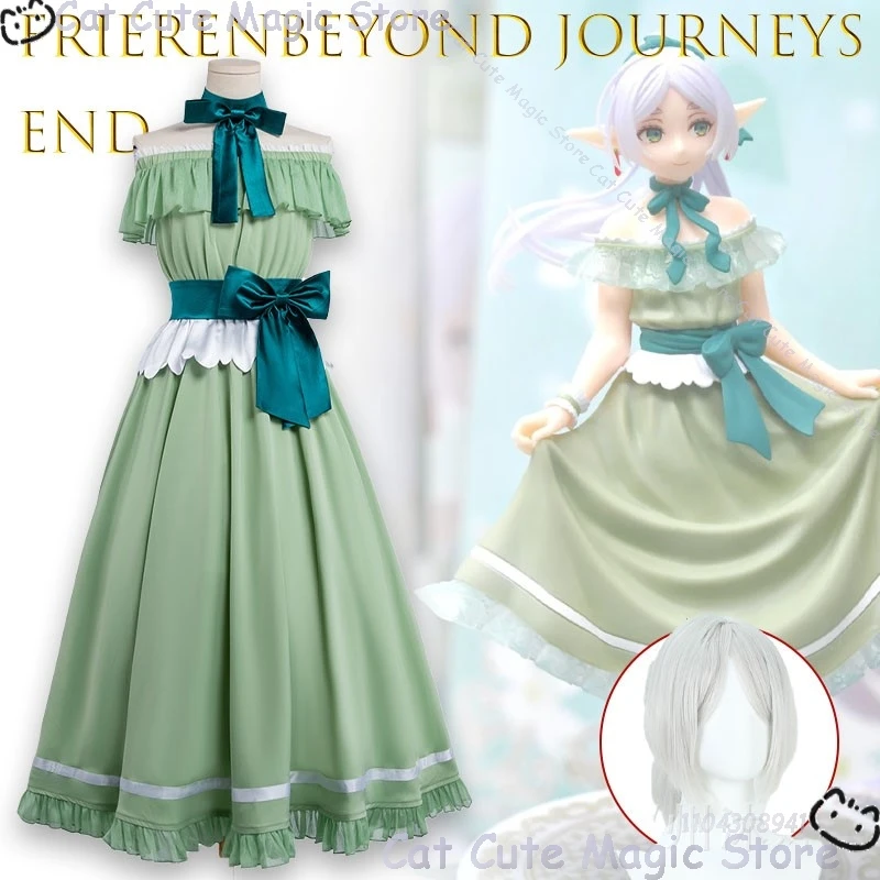 

Frieren Beyond Journey End Green Dress Cosplay Costume Custom Made Detailed Anime Character Outfit Female Fantasy Carnival Party