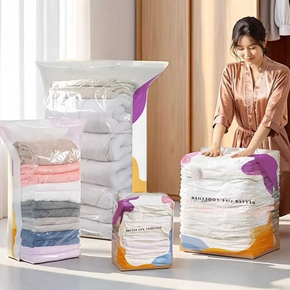 Bolsas de Almacenamiento al Vacío sin Bomba, Gran Capacidad, Bolsas de Compresión con Cierre Hermético, Ahorro de Espacio, a Prueba de Polvo, para Ropa