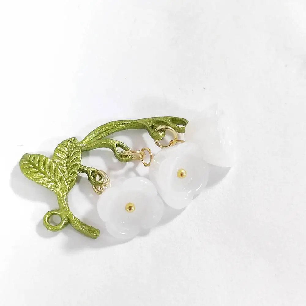 10 pcs Lily of the Valley Glass Conntctor Charms Alloy Flower Links White for Making DIY Jewelry Bracelet Necklace  Accessories