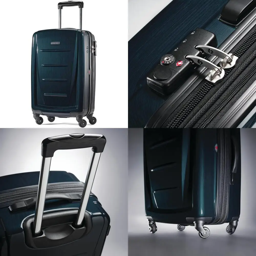 Carry-On 20-Inch Spinner Luggage, Teal Hardside Expandable Suitcase with Wheels for Travel