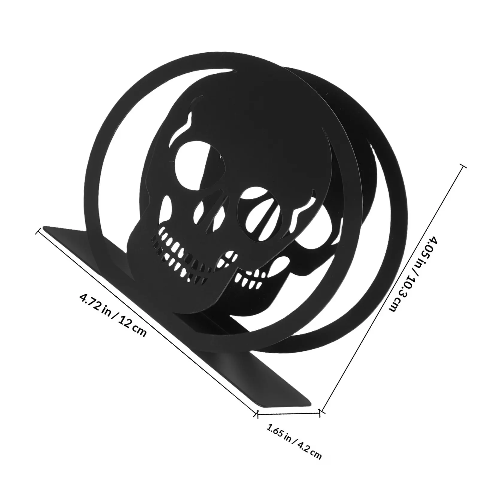 Black Metal Halloween Skull Napkin Holder Non Slip Feet Modern Kitchen Dining Table Decor Holiday Bar Party Accessory view 4