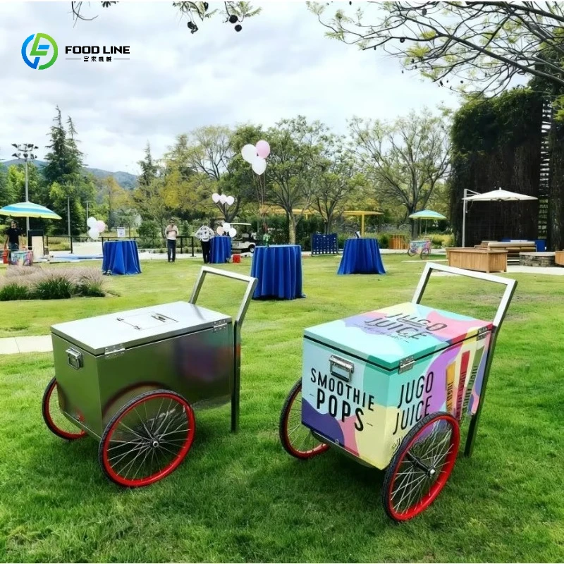 New Popular Hand Push Ice Cream Cart With Sink Street Ice Cream Vending for Sale Gelato Push Cart Customized