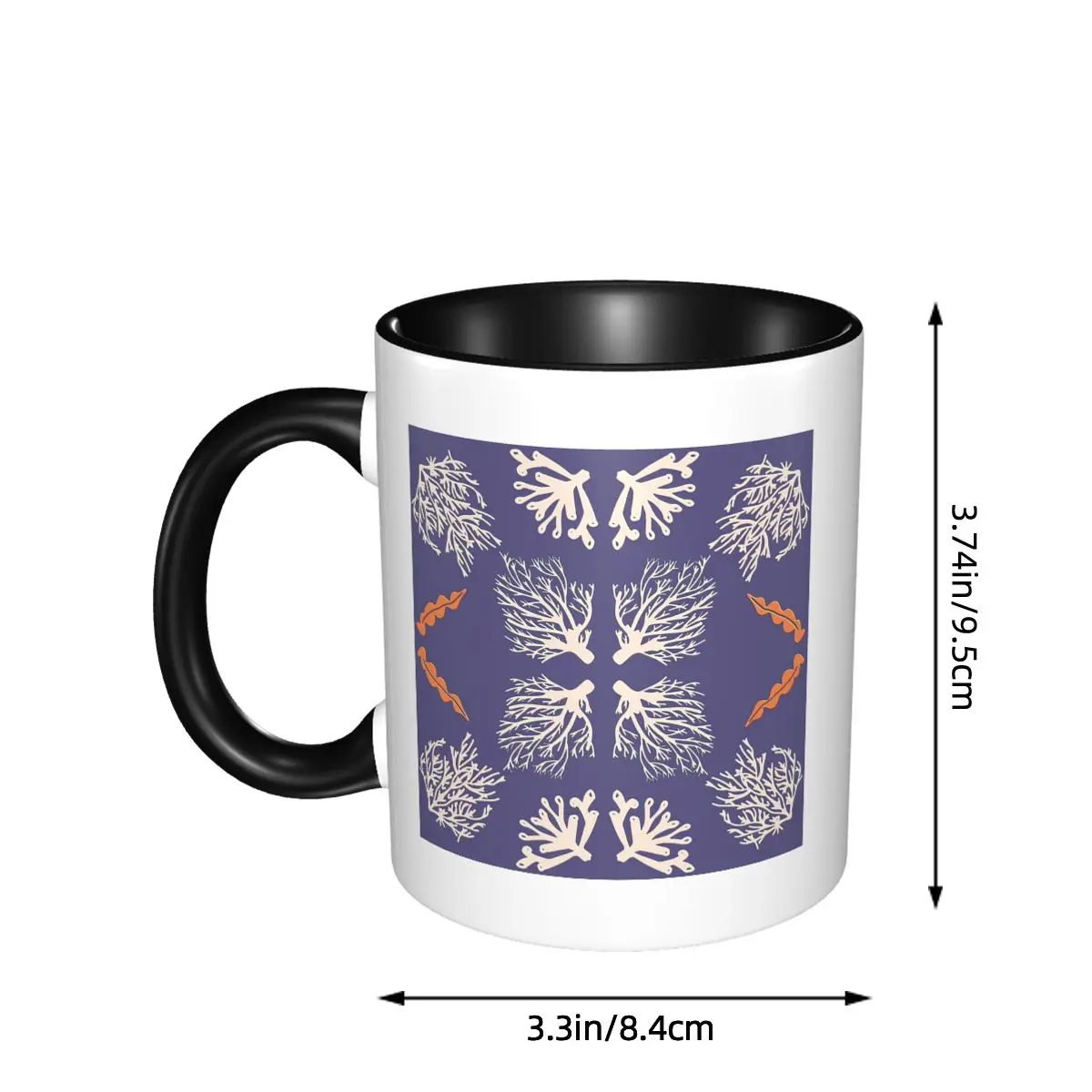 Complementary Symmetrical White Corals Pattern Mug Funny Ceramic Coffee Cups Tea Mugs Milk Cup Drinkware Gifts for Woman Man