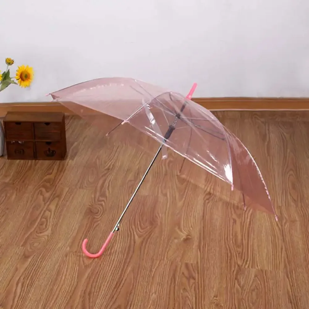 Transparent Umbrella Household Long Handle Umbrella Colorful Internet Celebrity Fresh Lovely Wind Resistance Travel Sun Umbrella