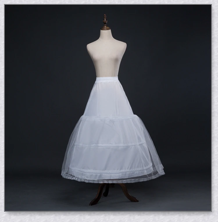 White 3 Hoops A-Line Petticoat with Lace Edge Crinoline Slip Underskirt For Ball Gown Wedding Dress In Stock image 4