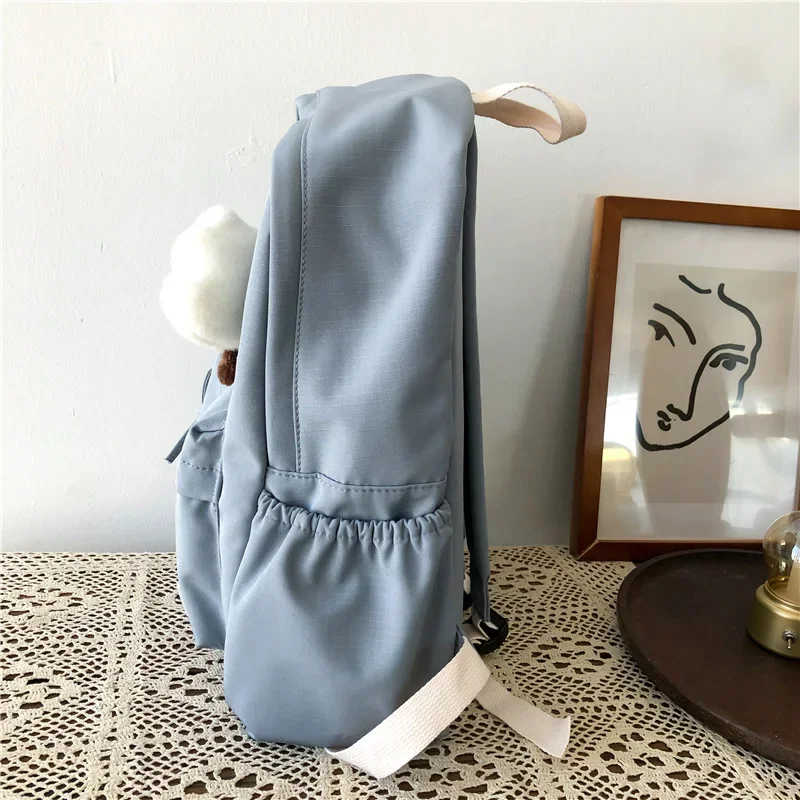 Waterproof Nylon Women School backpack Large Solid Color Girls Travel Bag College Schoolbag Female Laptop Back Pack