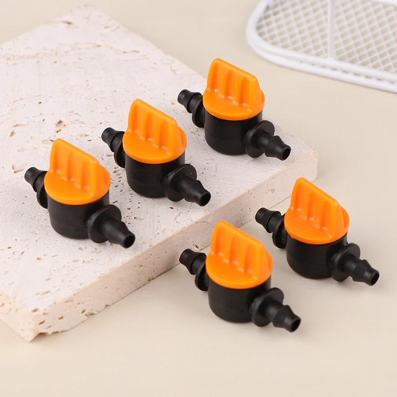 /KQM/10Pcs Drip Irrigation Valve 4/7MM Drip Irrigation Switch 4MM PVC Pipe Drip Irrigation Mini Valve For Greenhouse Garden Lawn