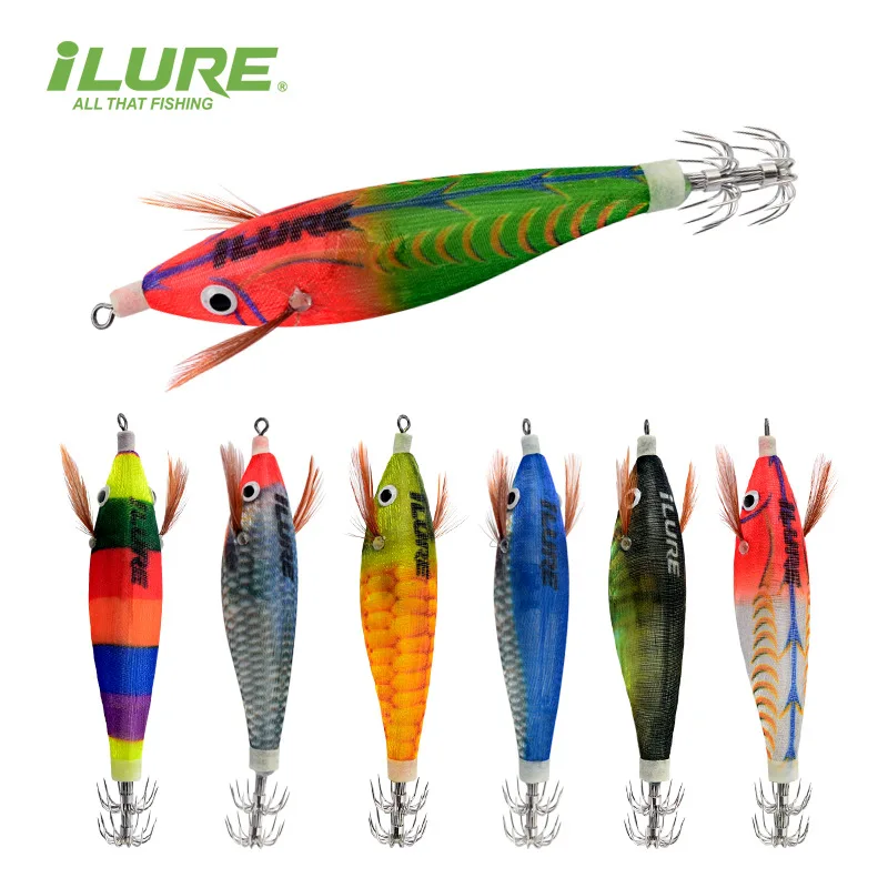 Wood Shrimp Squid Hook Seven-Color Wood Shrimp Luminous Lure Fake Shrimp Night Fishing Squid Two-Layer Double-Sided Wood Shrimp