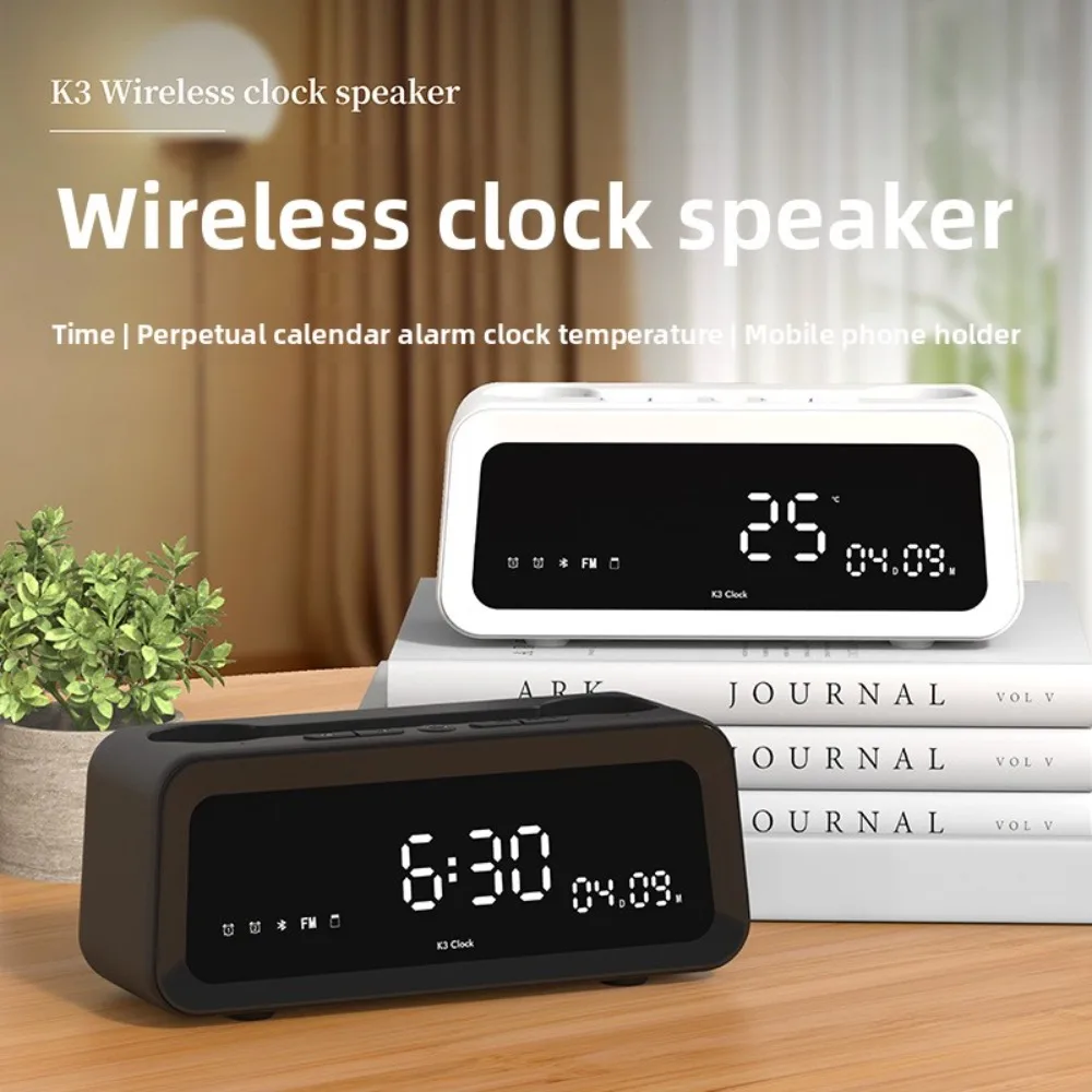 Despertador para dormitorios, reloj digital con altavoz Bluetooth, reloj de escritorio con alarmas duales, repetición, pantalla LED para niñas, adultos.