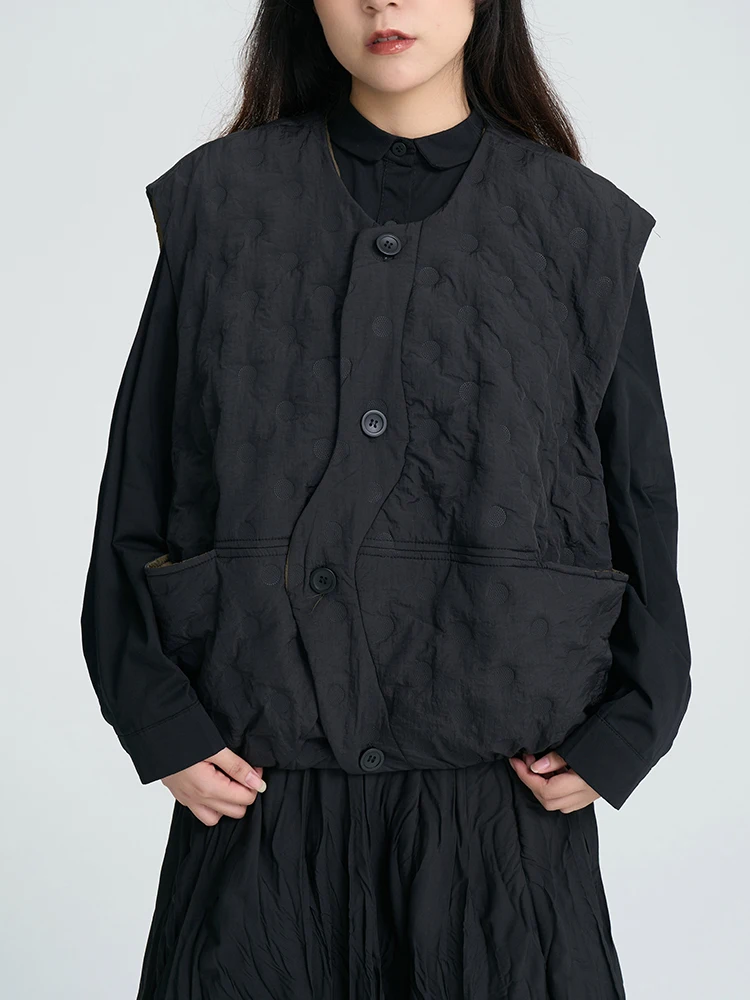 Land And Mountain Island Cotton-Enhanced Patterned Vest New Women's Unique Exquisite Layering Vest Autumn Winter Shoulder Pad...