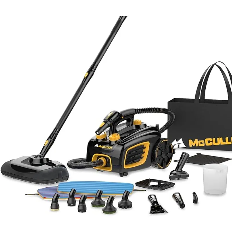 McCulloch MC1375 Canister Steam Cleaner with 20 Accessories, Extra-Long Power Cord, Chemical-Free Cleaning for Most Floors