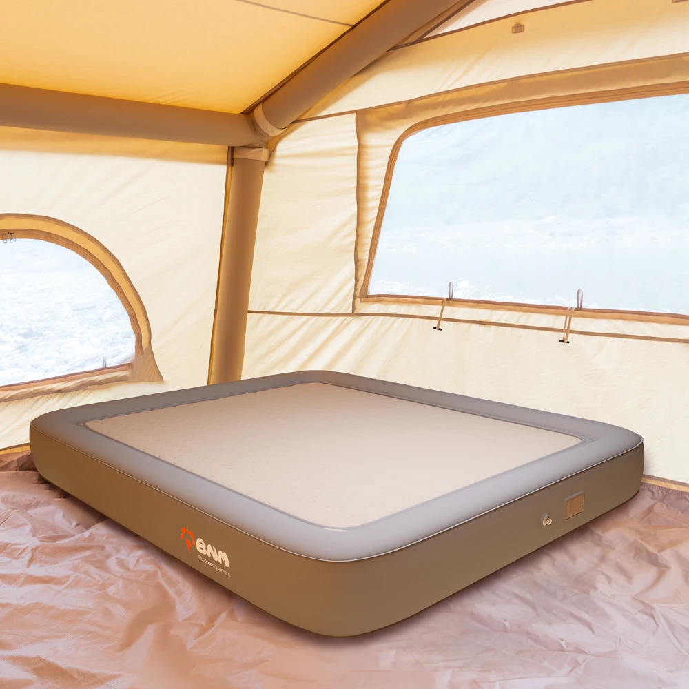 

King Size PVC Inflatable Mattress Factory Custom Camping Air Bed with Built-in Pump