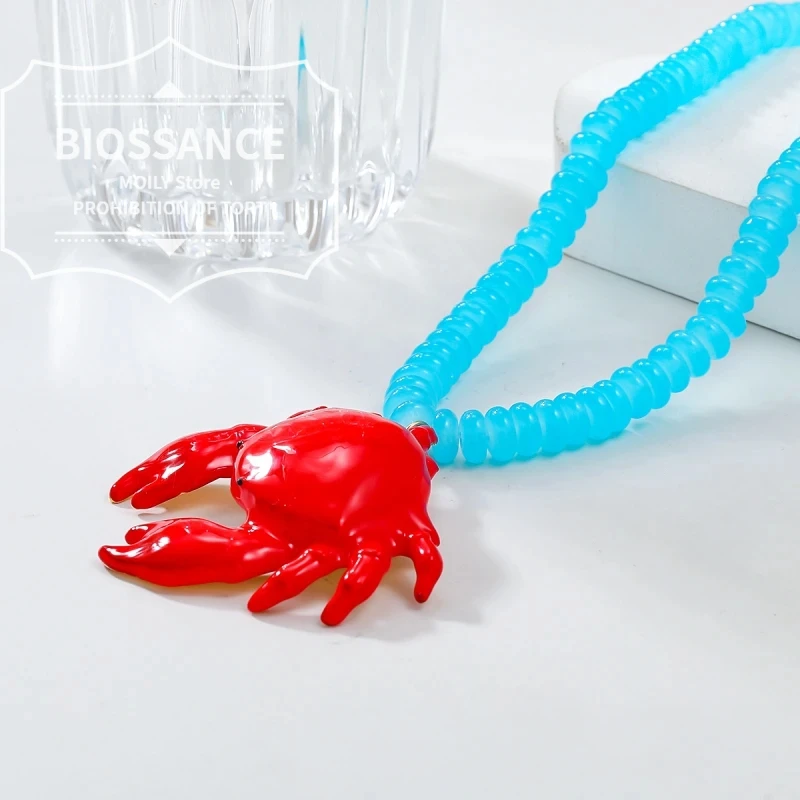 New Summer Beach Ocean Style Red Crab Pendant Necklace For Men And Women Exaggerated Hip Hop Jewelry Accessories Gifts Wholesale