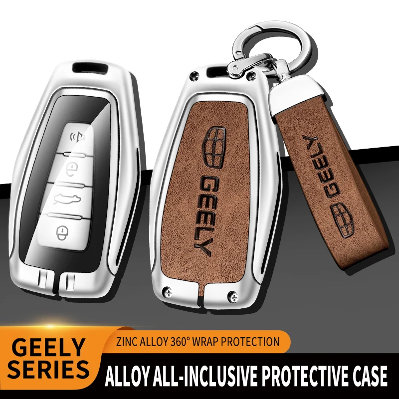 

C Car Remote Key Case Cover Protective Keychain zincalloy PU leather For GEELY PREFACE Azkarra Emgrand COOLRAY&BINRAY X6X3 GC9