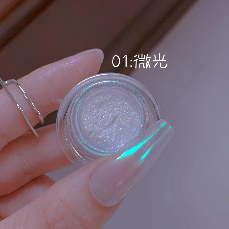1Jar Flash Plating Aurora Nagelpuder Hochglänzend Glühbirnen-Effekt Super Hell Mondlicht Weiß Spiegel Nagelglitter Chrom Rubbing Dust