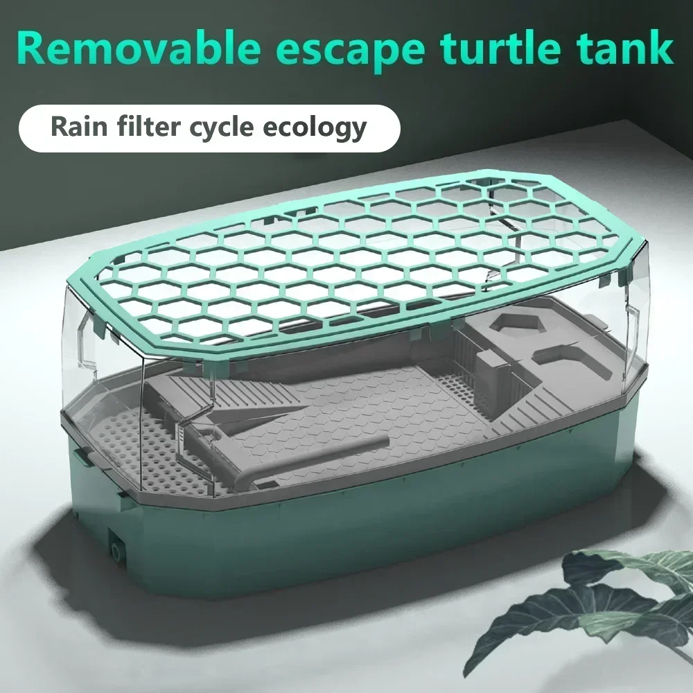 Reptile Turtle Vivarium Box with Basking Platform Tortoises Aquarium Tank Transparent Turtles Anti-Escape Cage Home Aquariums