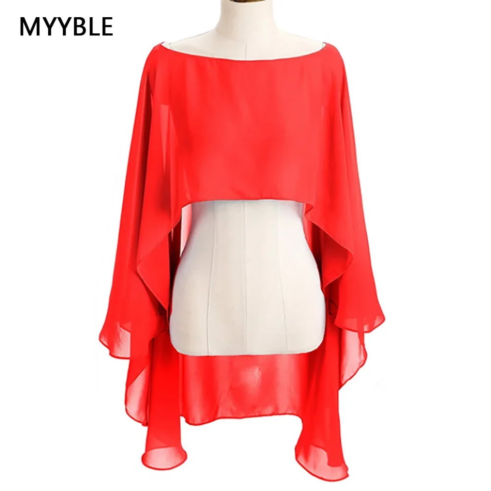 Donna Chiffon Cape Bolero Femme Mariage Chalas Mujer Evening Wedding Bridal Jacket Wraps accessori Peleryna Cloak Boda scialle