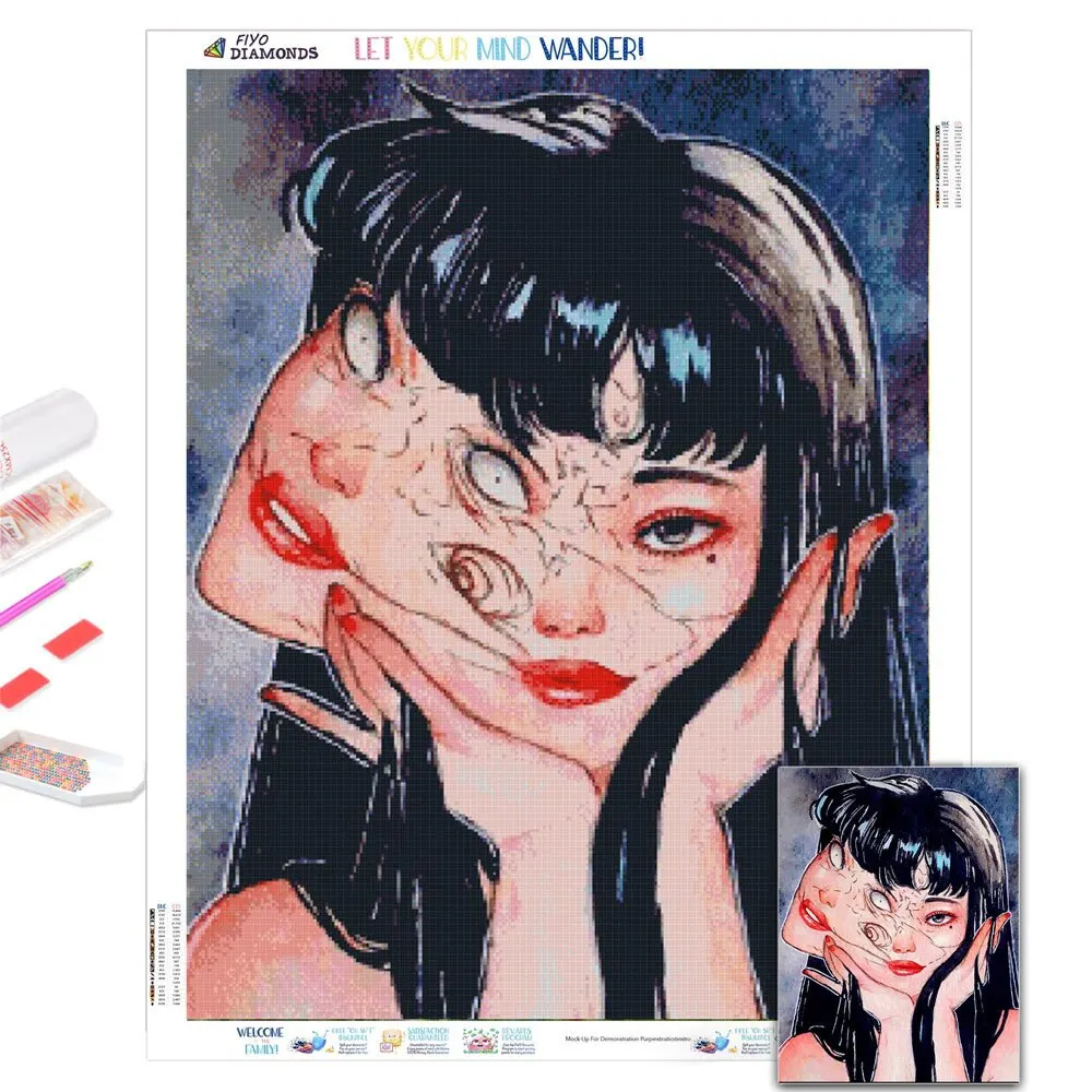 Diamond Painting Anime Horror Girl Picture 5D DIY Full Diamond Mosaic Embroidery Cross Stitch Kits Christmas Home Decor Cuadros