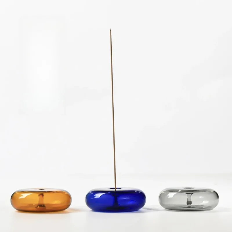 Circular Glass Incense Burner Sandalwood Holder Home Fragrance Holder Yoga Ceremony Soothing Home Fragrance Incense Dispenser