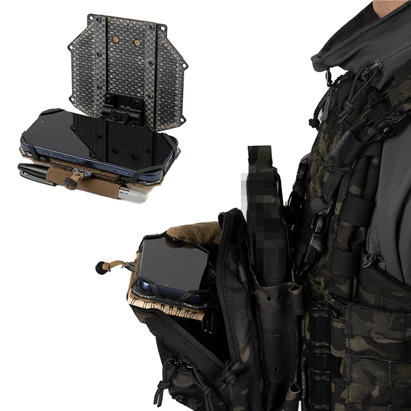 Tactical Concealed Phone Holder Navigation Board Hook & Loop Mount Panel with Adjustable Angles Molle Pouch Vest Attachments