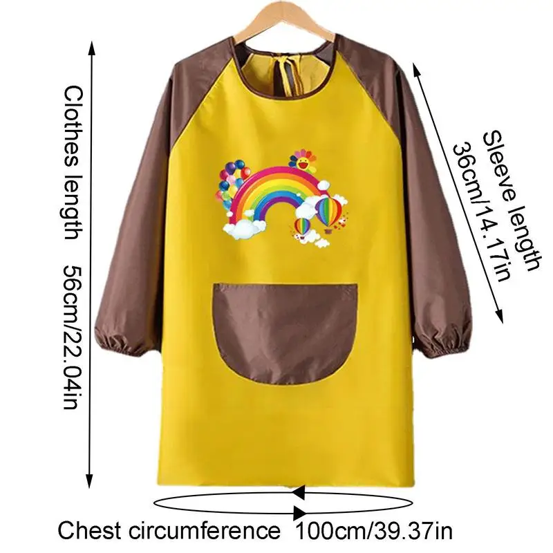 Tablier de peinture imperméable pour tout-petits, long et réglable, revêtement en fibre de polyester et PA, blouse pour enfants