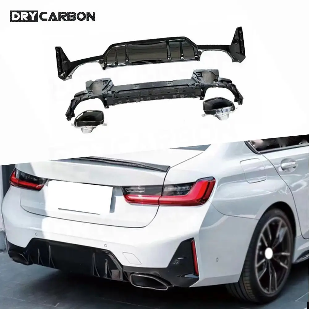 

For G20 Rear Bumper Diffuser Spoiler Exhaust Tips Car Body Kits Accessories for BMW 3 Series G20 G28 LCI 340 M Sport 2023+